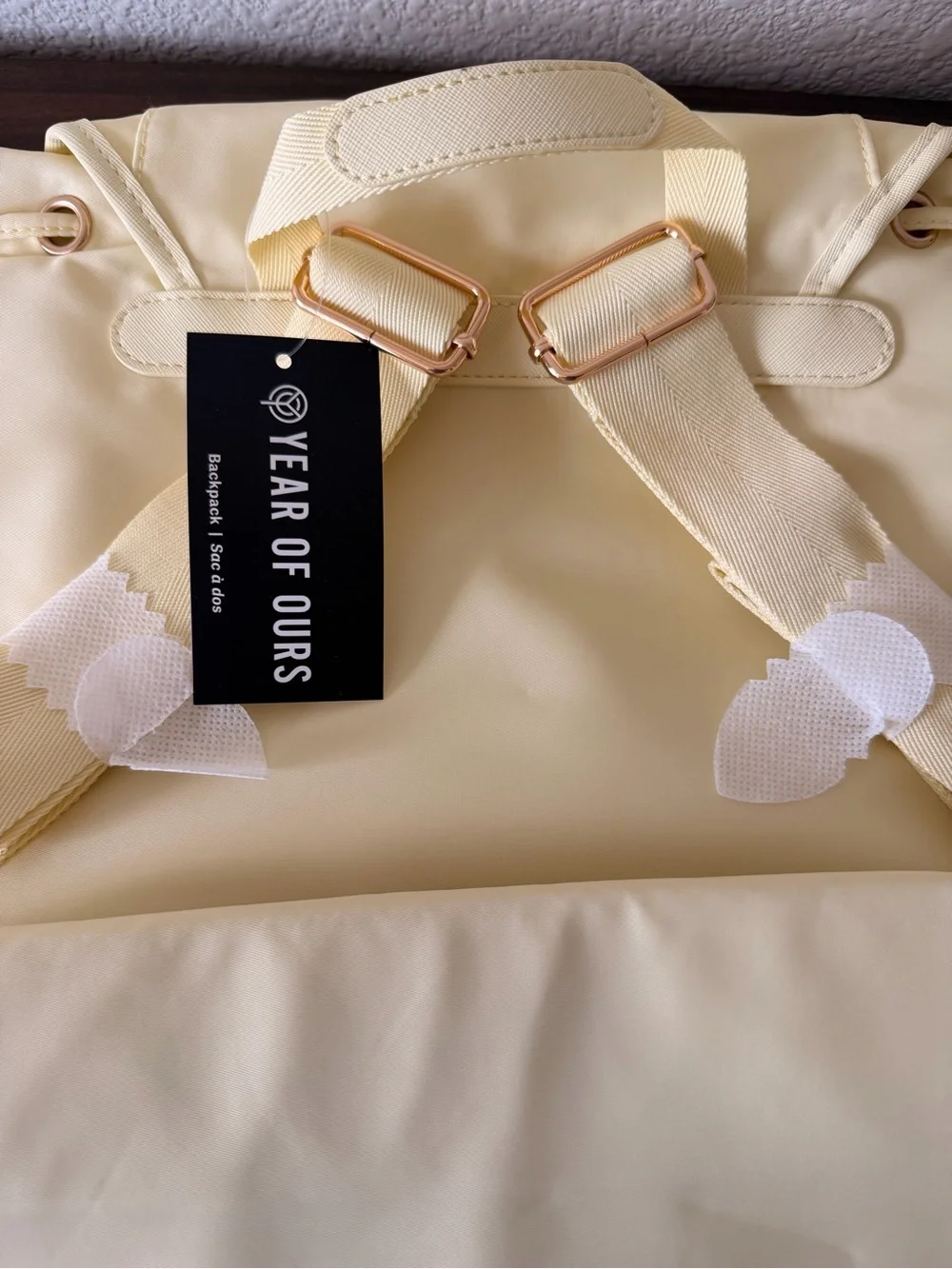 Year of Ours Creamy Yellow Backpack with Gold Hardware